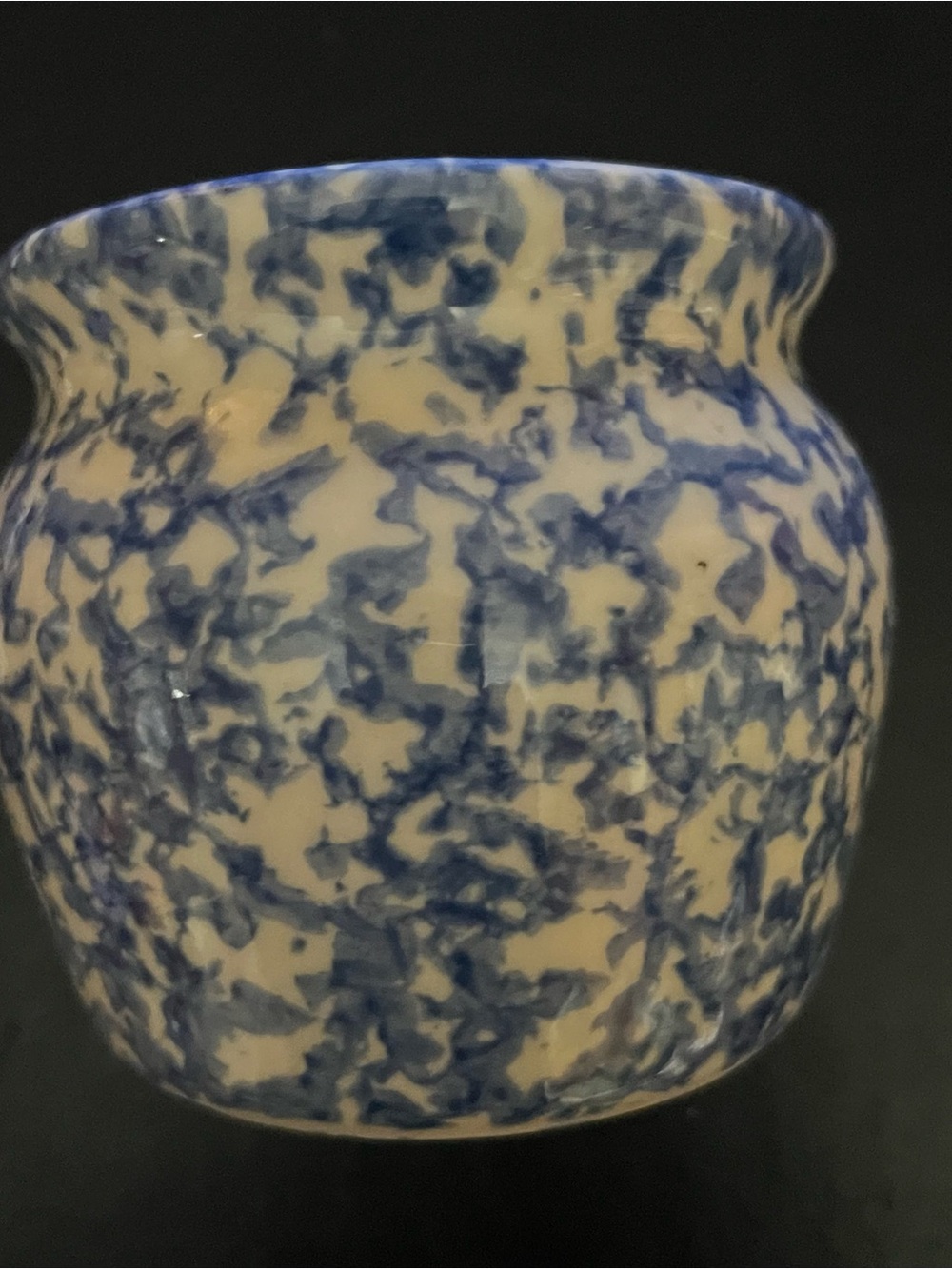 Blue and White Speckled Ceramic Accent Vase